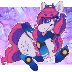 Size: 1963x1963 | Tagged: safe, artist:shinyantlers, oc, oc only, pegasus, pony, :p, colored wings, ear piercing, eye clipping through hair, pegasus oc, piercing, solo, tongue out, two toned wings, wings