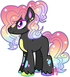 Size: 736x817 | Tagged: safe, artist:khimi-chan, oc, oc only, earth pony, pony, earth pony oc, ethereal mane, female, hair over one eye, makeup, mare, simple background, smiling, solo, starry eyes, starry mane, transparent background, unshorn fetlocks, wingding eyes