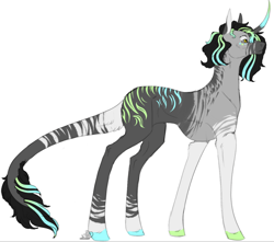 Size: 1012x893 | Tagged: safe, artist:beamybutt, oc, oc only, pony, unicorn, chest fluff, collaboration, colored hooves, curved horn, horn, leonine tail, simple background, solo, tail, unicorn oc, white background