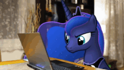 Size: 1280x720 | Tagged: safe, artist:stormxf3, pipsqueak, princess celestia, princess luna, starlight glimmer, sweetie belle, twilight sparkle, alicorn, pony, g4, ^^, angry, animated, bipedal, canterlock, computer, computer mouse, computer screen, crown, dio brando, discord (program), dwayne johnson, ears back, eyelashes, eyes closed, female, frown, glowing, glowing horn, google chrome, grin, gritted teeth, hoof shoes, horn, indoors, irl, it came from youtube, jewelry, jojo's bizarre adventure, laptop computer, looking at something, luna's friendship test, magic, male, mare, megamind, monitor, narcissism, open mouth, open smile, patrick star, ponies in real life, real life background, regalia, shrunken pupils, smiling, social credit, solo, sound, spongebob squarepants, spread wings, sweat, sweatdrops, talking, telekinesis, trollight sparkle, wall of tags, watermark, webm, wings, youtube link