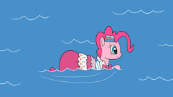 Size: 1280x720 | Tagged: safe, artist:platinumdrop, pinkie pie, g4, clothes, dress, gala dress, gown, pinkie pie's first gala dress, request, solo, swimming, wet clothes