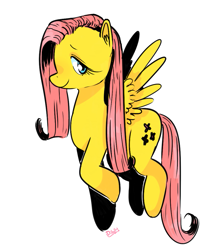 Size: 907x1024 | Tagged: safe, artist:doctorgrumbletoon, fluttershy, pegasus, pony, g4, simple background, solo, white background