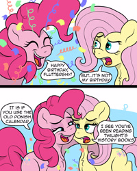 Size: 1280x1600 | Tagged: safe, artist:doodledonutart, fluttershy, pinkie pie, earth pony, pegasus, pony, g4, 2 panel comic, comic, duo, duo female, female, mare