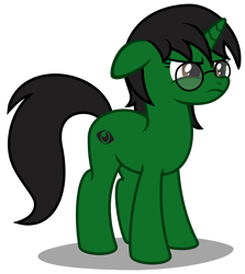 Size: 2850x3190 | Tagged: safe, artist:strategypony, oc, oc only, oc:ambitious gossip, pony, unicorn, black mane, brown eyes, female, floppy ears, glasses, high res, horn, mare, simple background, transparent background, unamused, unicorn oc