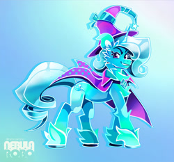 Size: 1280x1194 | Tagged: safe, artist:nebularobo, trixie, pony, unicorn, g4, alternate hairstyle, grin, looking at you, smiling, solo