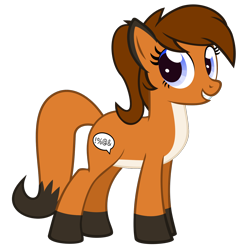 Size: 1500x1500 | Tagged: safe, artist:the smiling pony, oc, oc only, oc:sunnyside, earth pony, fox, fox pony, hybrid, original species, pony, 2022 community collab, derpibooru community collaboration, g4, .svg available, countershading, female, full body, grin, hooves, looking at you, mare, ponytail, show accurate, simple background, smiling, smiling at you, solo, standing, svg, tail, transparent background, vector