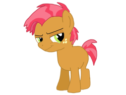 Size: 2048x1536 | Tagged: safe, artist:chanyhuman, babs seed, earth pony, pony, g4, one bad apple, apple family member, brad seed, colt, description at source, foal, male, my little colt, rule 63, simple background, solo, white background