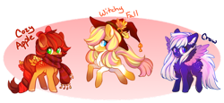 Size: 1024x469 | Tagged: safe, artist:cabbage-arts, oc, oc only, earth pony, pegasus, pony, earth pony oc, female, hat, partial background, pegasus oc, simple background, transparent background, trio, witch hat