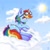 Size: 1280x1280 | Tagged: safe, artist:galaxy swirl, rainbow dash, pegasus, pony, g4, cloud, female, goggles, looking at you, lying down, lying on a cloud, mare, on a cloud, sky, smiling, solo, sun, underhoof