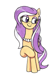 Size: 2000x3056 | Tagged: safe, artist:killerteddybear94, editor:php178, oc, oc:vanilla pearl, pegasus, pony, 2022 community collab, derpibooru community collaboration, ear piercing, earring, female, high res, jewelry, mare, necklace, pearl necklace, piercing, simple background, smiling, solo, traditional art, transparent background