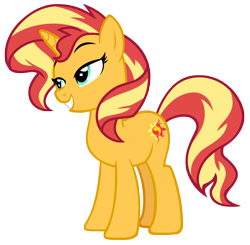 Size: 9205x9018 | Tagged: safe, artist:andoanimalia, sunset shimmer, pony, unicorn, equestria girls, equestria girls series, forgotten friendship, g4, absurd resolution, female, grin, lidded eyes, mare, simple background, smiling, solo, transparent background, vector