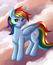 Size: 1400x1700 | Tagged: safe, artist:zachc, rainbow dash, pegasus, pony, g4, cloud, concave belly, female, looking away, slender, solo, thin, turned head