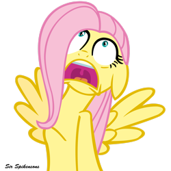 Size: 2449x2449 | Tagged: safe, artist:sirspikensons, fluttershy, pegasus, pony, g4, hurricane fluttershy, season 2, high res, open mouth, panic, simple background, transparent background, vector