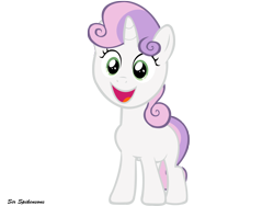 Size: 1600x1200 | Tagged: safe, artist:sirspikensons, sweetie belle, pony, unicorn, g4, season 2, the cutie pox, cute, diasweetes, female, filly, foal, open mouth, open smile, simple background, smiling, solo, transparent background, vector