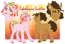 Size: 6327x4317 | Tagged: safe, artist:jeshh, oc, oc only, oc:confetti surprise, oc:sweet tooth, earth pony, pony, absurd resolution, female, male, mare, offspring, parent:cheese sandwich, parent:pinkie pie, parents:cheesepie, stallion