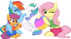 Size: 9516x5284 | Tagged: safe, artist:cyanlightning, fluttershy, princess celestia, rainbow dash, scootaloo, inflatable pony, pegasus, pony, g4, absurd resolution, air nozzle, beach ball, blowing, blowing up beach ball, clothes, commissioner:crimsonvalentazure, cute, cutealoo, daaaaaaaaaaaw, dashabetes, dress, ear fluff, eyes closed, female, floaty, inflatable, inflatable alicorn, inflatable toy, inflating, inner tube, lifeguard, lifeguard fluttershy, one eye closed, one-piece swimsuit, pool toy, puffy cheeks, rainblow dash, scootalove, shyabetes, siblings, simple background, sisters, sitting, spread wings, swanlestia, swimming lesson, swimsuit, transparent background, two-piece swimsuit, water wings