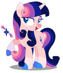 Size: 343x397 | Tagged: safe, artist:awoomarblesoda, oc, oc only, pony, unicorn, base used, colored hooves, eyelashes, female, horn, looking back, magical lesbian spawn, makeup, mare, offspring, parent:rarity, parent:twilight sparkle, parents:rarilight, raised hoof, simple background, smiling, solo, transparent background, unicorn oc