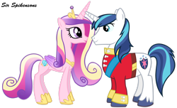 Size: 3140x1909 | Tagged: safe, artist:sirspikensons, princess cadance, shining armor, alicorn, pony, unicorn, g4, duo, female, looking at each other, looking at someone, male, simple background, transparent background, vector