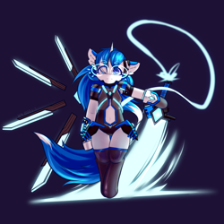 Size: 1920x1920 | Tagged: safe, artist:ninebuttom, oc, oc:chess, unicorn, semi-anthro, arm hooves, armor, mecha musume, solo, weapon