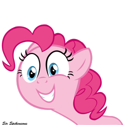 Size: 2449x2449 | Tagged: safe, artist:sirspikensons, pinkie pie, earth pony, pony, g4, blue eyes, bust, female, grin, high res, mare, pink mane, simple background, smiling, solo, transparent background, vector