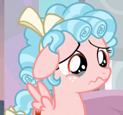 Size: 800x747 | Tagged: safe, screencap, cozy glow, pegasus, pony, g4, marks for effort, season 8, animated, bow, cropped, crying, curly mane, ears back, female, filly, foal, freckles, gif, hair bow, nodding, ribbon, sad, small wings, solo, spread wings, teary eyes, two toned mane, wavy mouth, wings