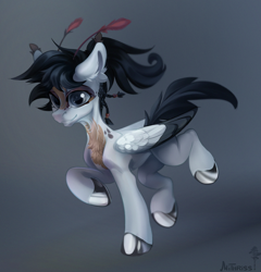 Size: 2804x2920 | Tagged: safe, artist:mithriss, oc, oc only, pegasus, pony, high res, raised hoof, slender, solo, thin