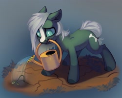 Size: 3120x2516 | Tagged: safe, artist:taneysha, oc, oc only, oc:tenderness, earth pony, pony, undead, zombie, zombie pony, high res, solo, watering can