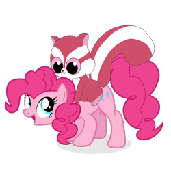 Size: 2000x2000 | Tagged: safe, artist:candy meow, pinkie pie, earth pony, pony, squirrel, g4, chewoo, crossover, female, high res, mare, simple background, smiling, transparent background, yoohoo & friends