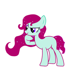 Size: 1500x1500 | Tagged: safe, oc, oc:galaxy twinkle, earth pony, pony, base used, flowing mane, flowing tail, hmm, looking at something, mane, missing cutie mark, raised hoof, recolor, simple background, solo, sparkly mane, tail, white background
