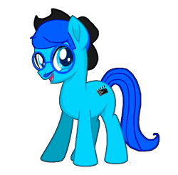 Size: 757x742 | Tagged: artist needed, safe, oc, oc only, oc:andrew, earth pony, pony, 2022 community collab, derpibooru community collaboration, earth pony oc, facial hair, full body, glasses, hat, hooves, moustache, open mouth, open smile, simple background, smiling, solo, standing, tail, three quarter view, transparent background