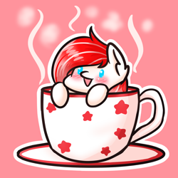 Size: 1000x1000 | Tagged: source needed, safe, artist:apoloclaus, oc, oc only, oc:making amends, pony, chibi, commission, cup, cup of pony, micro, solo, teacup, ych result