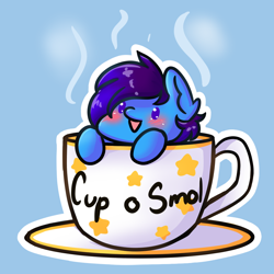 Size: 1000x1000 | Tagged: source needed, safe, artist:apoloclaus, oc, oc only, oc:cloud gazer, pony, chibi, commission, cup, cup of pony, micro, smol, solo, teacup, ych result