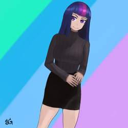 Size: 1000x1000 | Tagged: safe, artist:sunlightgryphon, twilight sparkle, human, g4, humanized, simple background