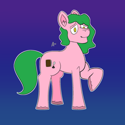 Size: 2000x2000 | Tagged: safe, artist:arthu, oc, oc only, oc:peter, earth pony, pony, green hair, high res, pink skin, solo, writer