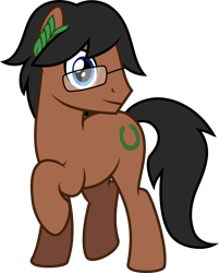 Size: 4000x4966 | Tagged: safe, artist:melisareb, derpibooru exclusive, oc, oc only, oc:laurel crown, earth pony, pony, 2022 community collab, derpibooru community collaboration, absurd resolution, earth pony oc, full body, glasses, hooves, laurel wreath, leaf, looking at you, male, raised hoof, show accurate, simple background, solo, stallion, tail, transparent background, vector
