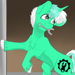 Size: 4000x4000 | Tagged: safe, artist:jasart, oc, oc only, oc:colarus, pony, unicorn, mouth hold, not lyra, simple background