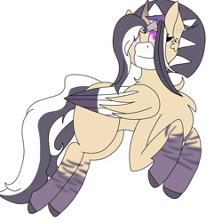 Size: 1500x1500 | Tagged: safe, artist:teonnakatztkgs, oc, oc only, alicorn, pony, alicorn oc, coat markings, horn, looking up, simple background, socks (coat markings), solo, white background, wings