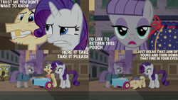Size: 1280x720 | Tagged: safe, edit, edited screencap, editor:quoterific, screencap, maud pie, rarity, earth pony, pony, unicorn, g4, season 6, the gift of the maud pie, eyes closed, female, male, mare, open mouth, party cannon, stallion