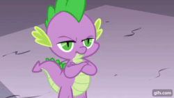 Size: 640x360 | Tagged: safe, screencap, spike, dragon, g4, season 4, simple ways, animated, breaking the fourth wall, crossed arms, gif, gifs.com, looking at you, male, solo, spike is not amused, unamused