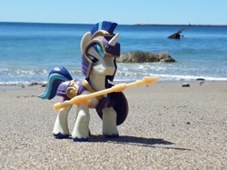Size: 1238x928 | Tagged: safe, artist:dingopatagonico, shining armor, pony, g4, beach, guardians of harmony, irl, misadventures of the guardians, ocean, photo, solo, toy, water