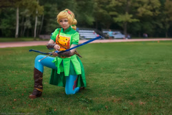 Size: 1200x806 | Tagged: safe, artist:bizarre-deer, applejack, human, equestria girls, g4, my little pony equestria girls: friendship games, 2017, arrow, bow (weapon), bow and arrow, clothes, cosplay, costume, irl, irl human, photo, weapon