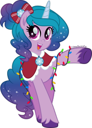Size: 2882x4000 | Tagged: safe, artist:limedazzle, part of a set, izzy moonbow, pony, unicorn, g5, my little pony: a new generation, christmas, cute, female, holiday, inkscape, izzybetes, mare, open mouth, simple background, solo, transparent background, vector