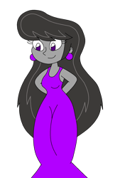 Size: 1011x1492 | Tagged: safe, artist:rarity525, octavia melody, equestria girls, g4, clothes, dress, ear piercing, earring, female, jewelry, piercing, purple eyes, simple background, smiling, solo, transparent background