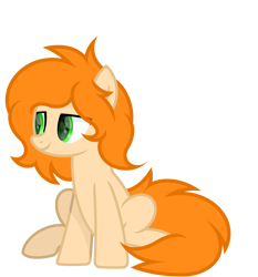 Size: 2800x3000 | Tagged: safe, artist:ponkus, oc, oc only, oc:scribbles, earth pony, pony, cute, earth pony oc, femboy, full body, green eyes, high res, male, orange mane, orange tail, show accurate, simple background, sitting, smiling, solo, stallion, tail, transparent background