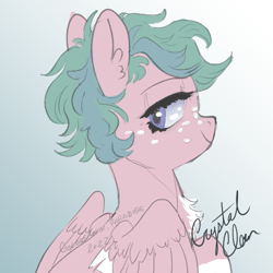Size: 500x500 | Tagged: safe, oc, oc only, pegasus, pony, chest fluff, colored wings, female, freckles, mare, multicolored mane, multicolored wings, wings