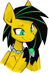 Size: 926x1373 | Tagged: safe, artist:dar, oc, oc only, oc:lightning bug, pegasus, pony, fanfic:song of seven, clothes, gem, green eyes, jewelry, necklace, pegasus oc, simple background, smiling, solo, transparent background, two toned hair