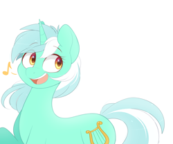 Size: 3000x2500 | Tagged: safe, artist:higglytownhero, lyra heartstrings, pony, unicorn, g4, cute, female, happy, high res, lyrabetes, mare, music notes, open mouth, simple background, smiling, solo, white background