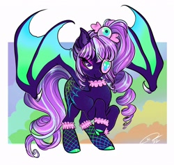 Size: 3796x3600 | Tagged: safe, artist:opalacorn, oc, oc only, bat pony, pony, bat pony oc, drill hair, eyepatch, high res, solo