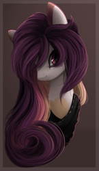 Size: 596x1028 | Tagged: safe, artist:dammmnation, oc, oc only, pony, bust, clothes, commission, female, hair over one eye, mare, scarf, solo