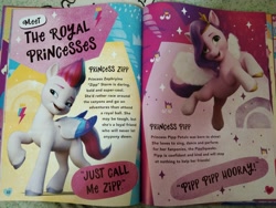 Size: 4160x3120 | Tagged: safe, pipp petals, zipp storm, pegasus, pony, g5, my little pony: a new generation, book, irl, my little pony annual 2022, photo, pipp pipp hooray